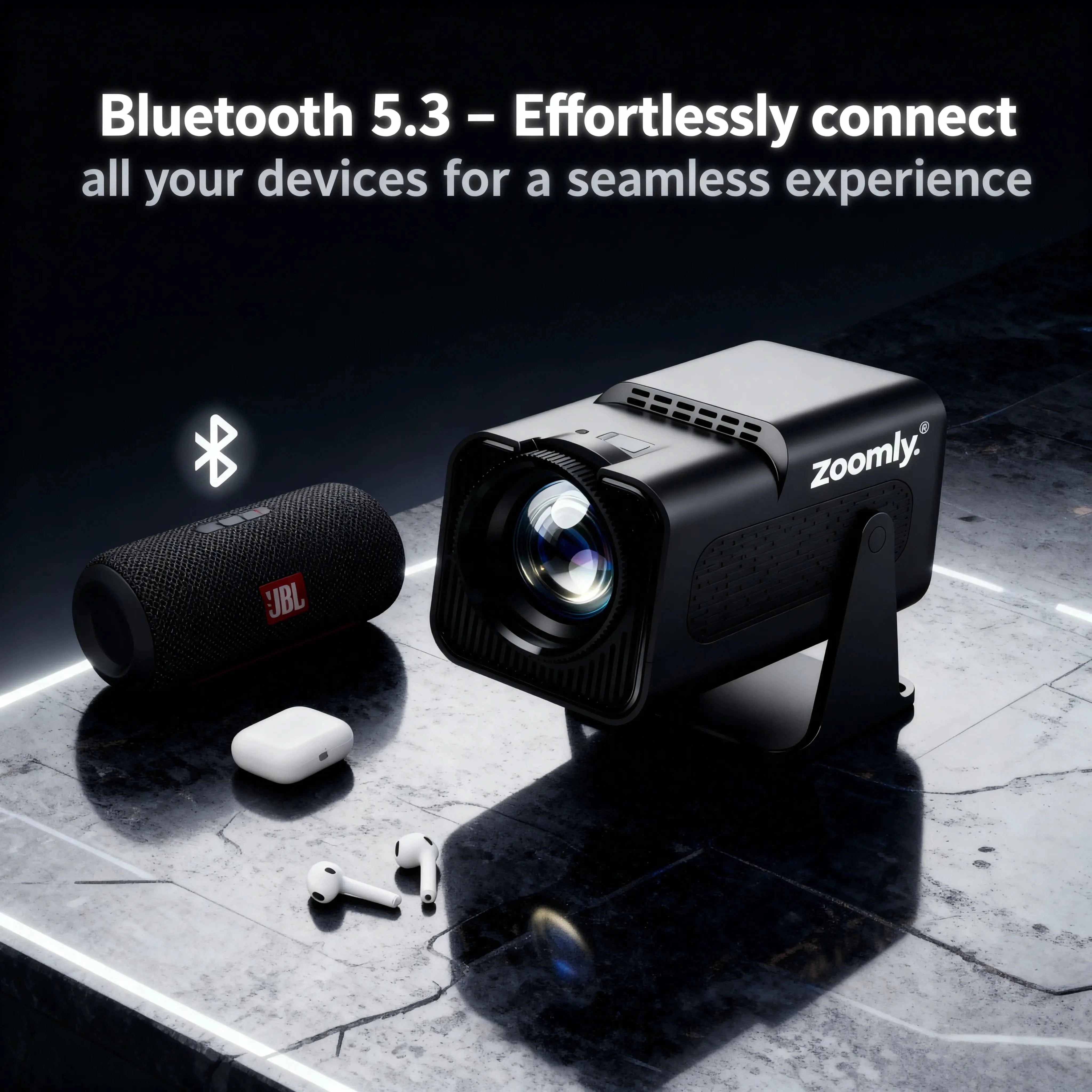 Zoomly® Pro MAX 4K Smart Projector