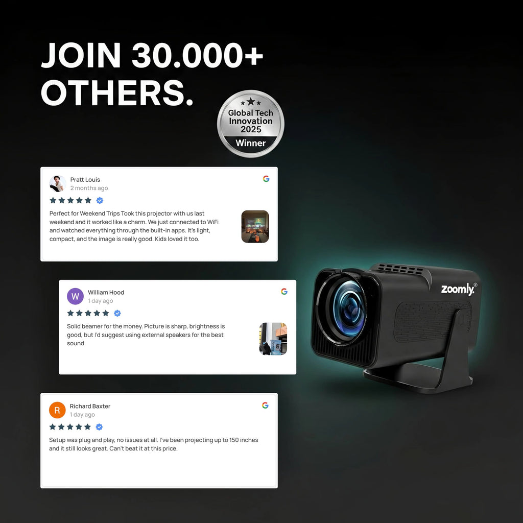 Zoomly® Pro MAX – Home Theater Projector