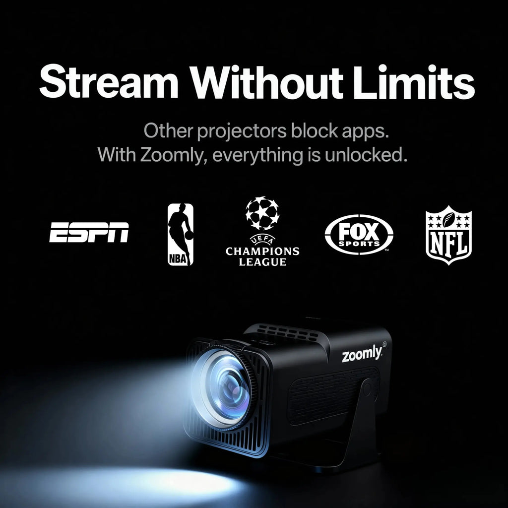 Zoomly® Pro MAX – Home Theater Projector