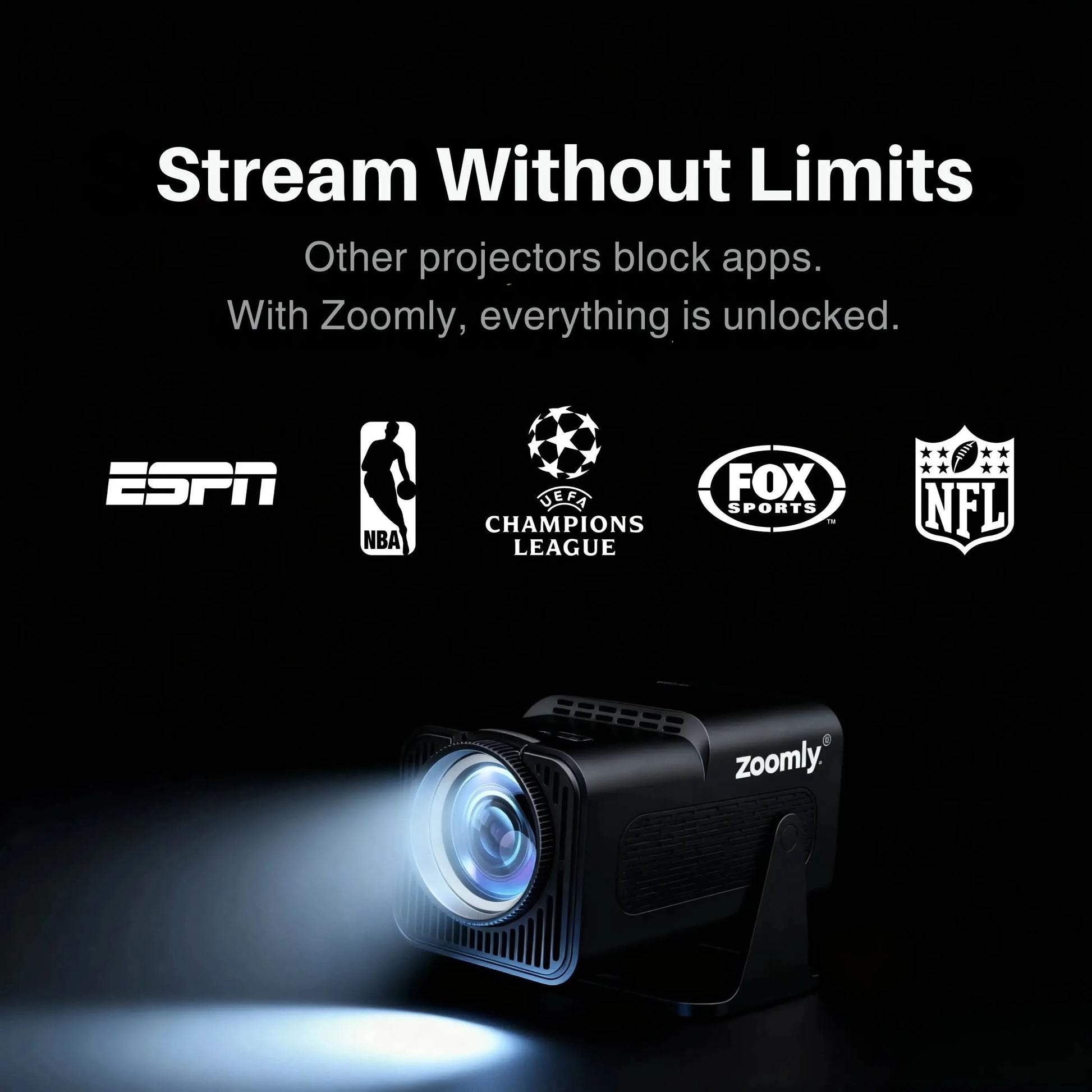 Zoomly® Pro MAX – Home Theater Projector