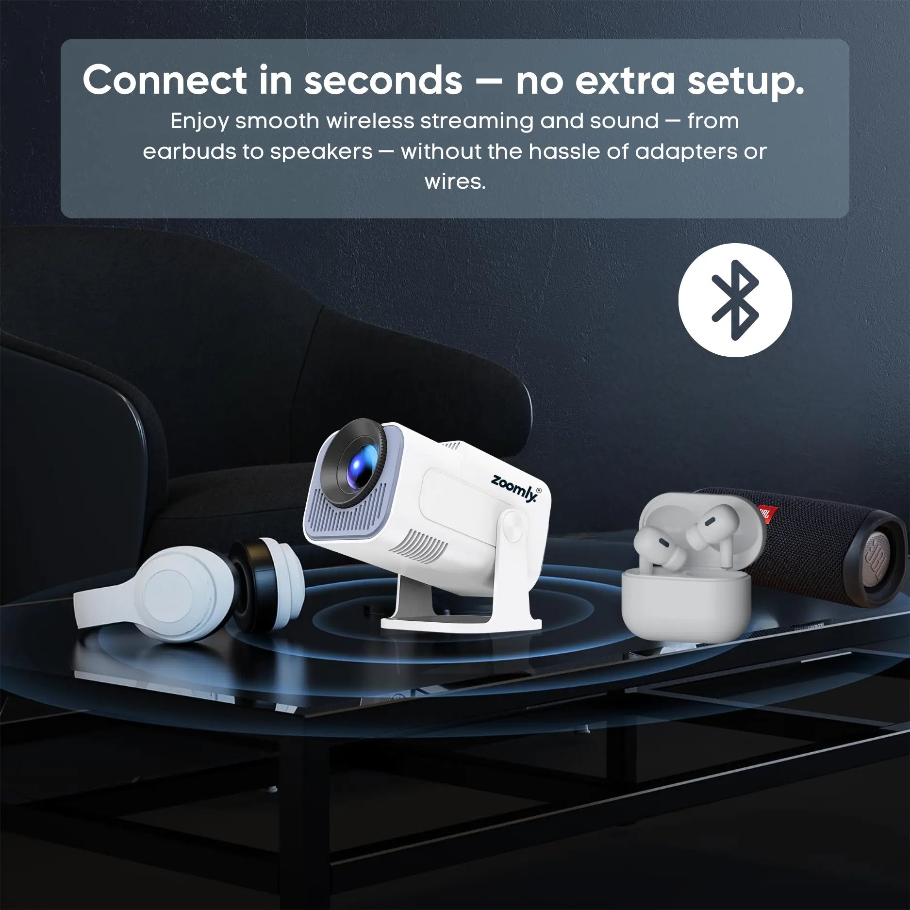 Zoomly® Pro MAX – Home Theater Projector