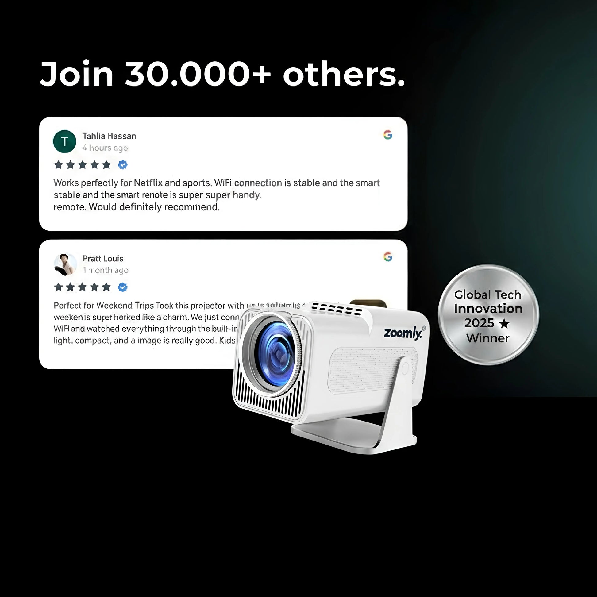 Zoomly® Pro MAX – Home Theater Projector