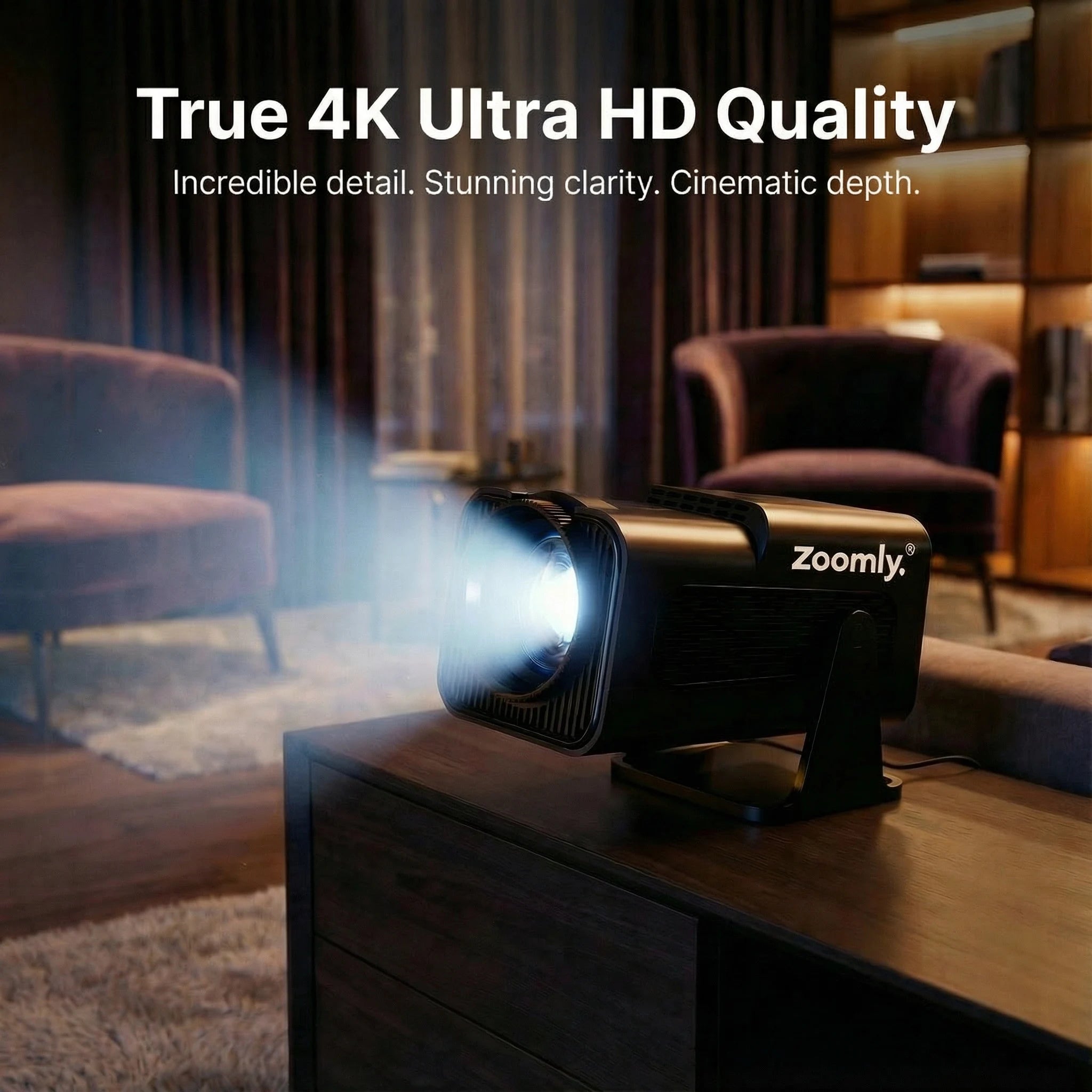 Zoomly® Pro MAX 4K Home Theater Projector